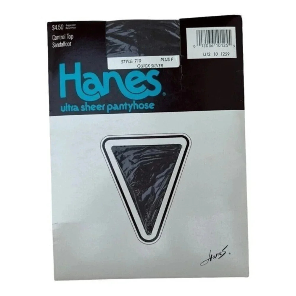 Vintage 1988‎ Hanes Size F Ultra Sheer Pantyhose # 710 Quick Sliver New o…